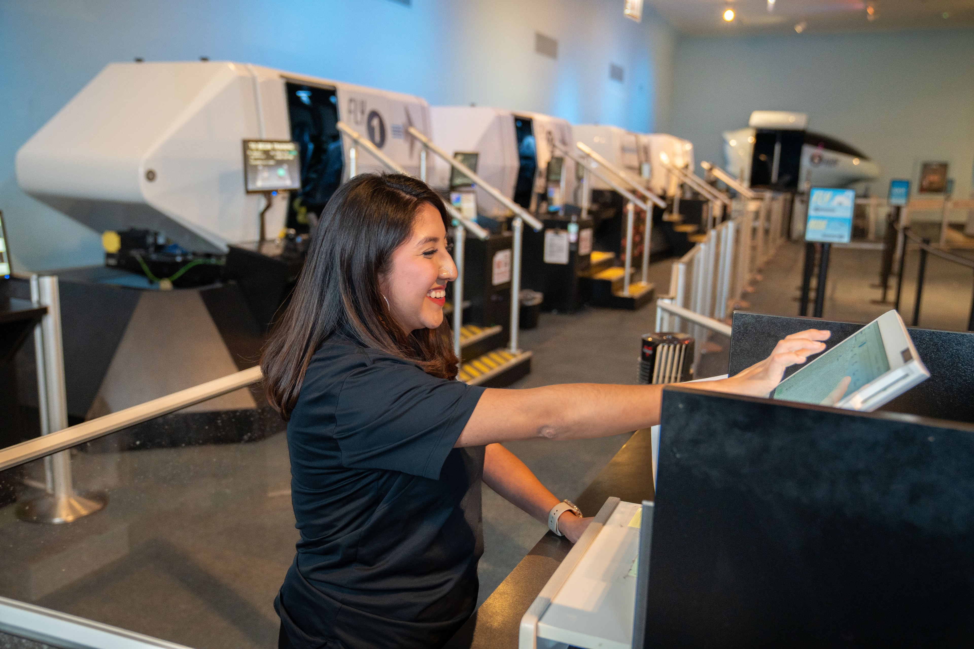 Jasmine at aviation simulator training