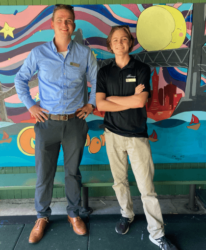 Nick Bell and Max at the Claremont Club & Spa in Oakland